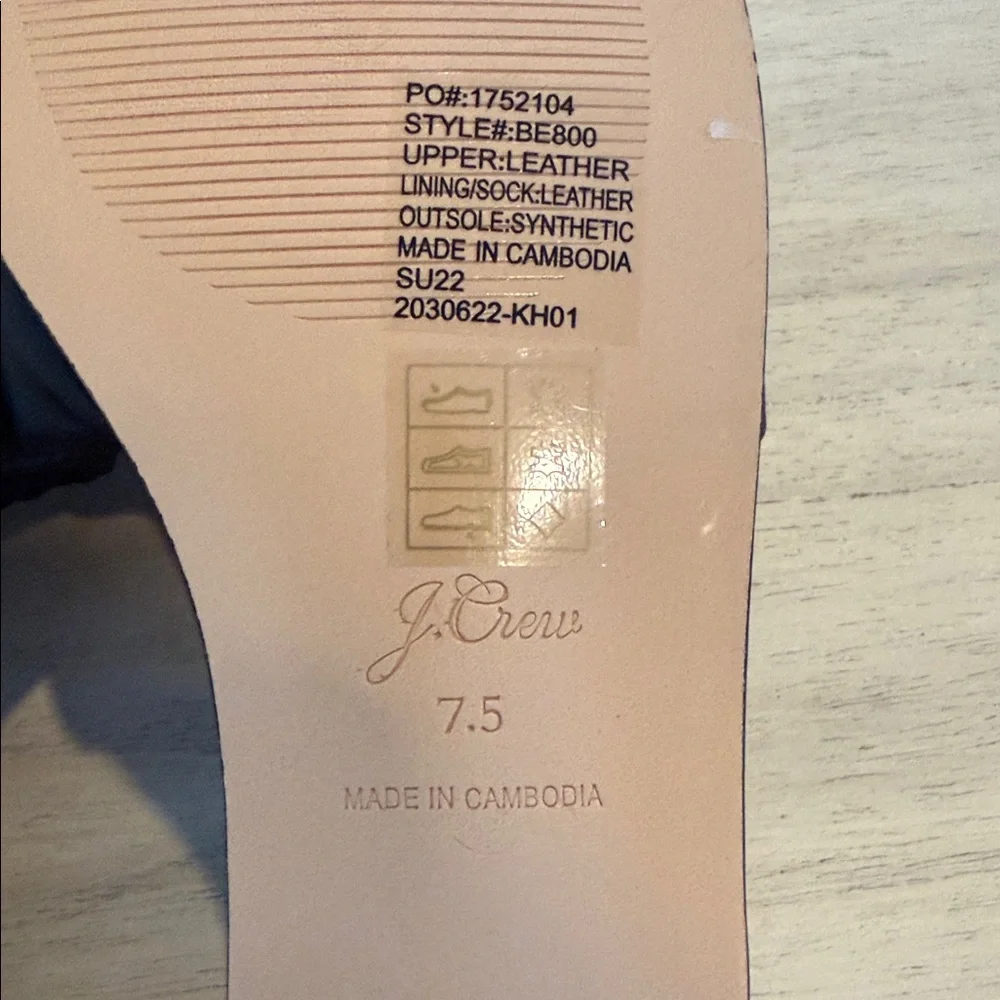 J.Crew Black Leather Ruched Slide Sandals Size 7.5 - Picture 3 of 3